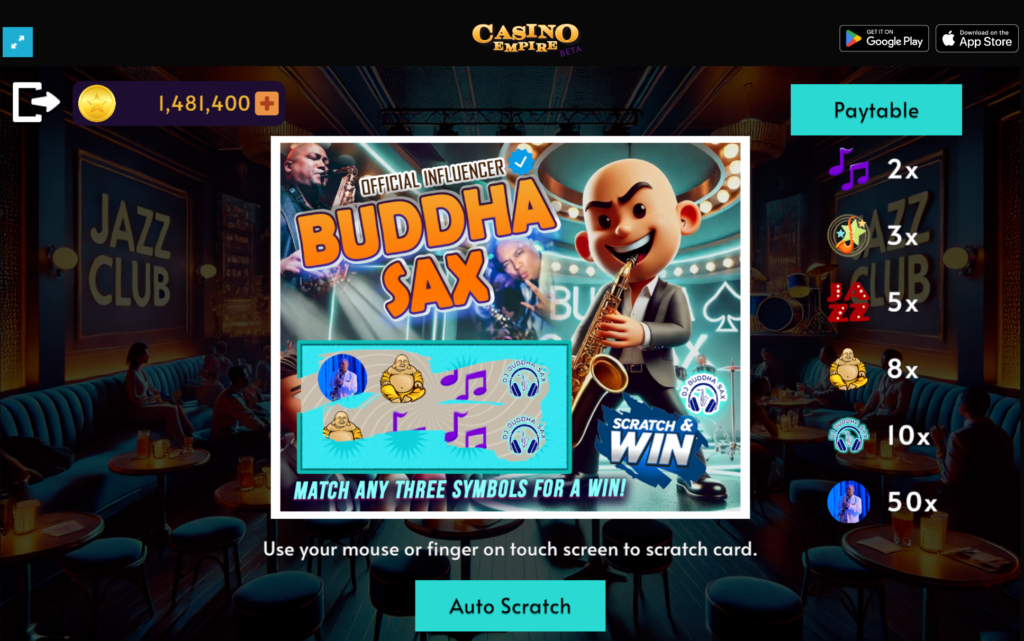 BuddhaSax Official Influencer Scratch Card 